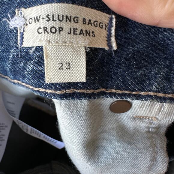 NWOT Madewell Low Slung Baggy Crop Jeans 23 Blue 100% Cotton Raw Hem - Picture 8 of 10